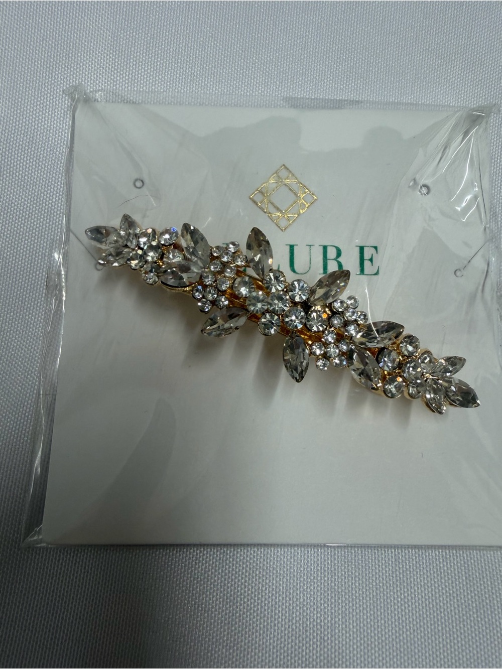 Allure Gold Floral Rhinestone Barrette - Picture 5 of 7